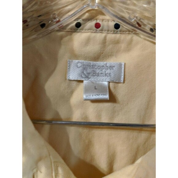 Christopher & Banks CJ Jacket Size L Large Lightweight Yellow Fun Snaps 3/4 Sl - Picture 4 of 6